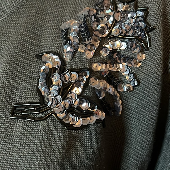 VTG BROWNSTONE STUDIO GREY WOOl BLEND SEQUINS/BEADED BUTTON CARDIGAN Sz M - Picture 4 of 8